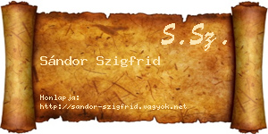 Sándor Szigfrid névjegykártya