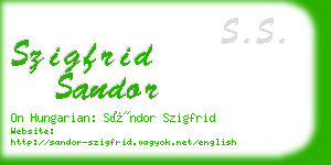 szigfrid sandor business card